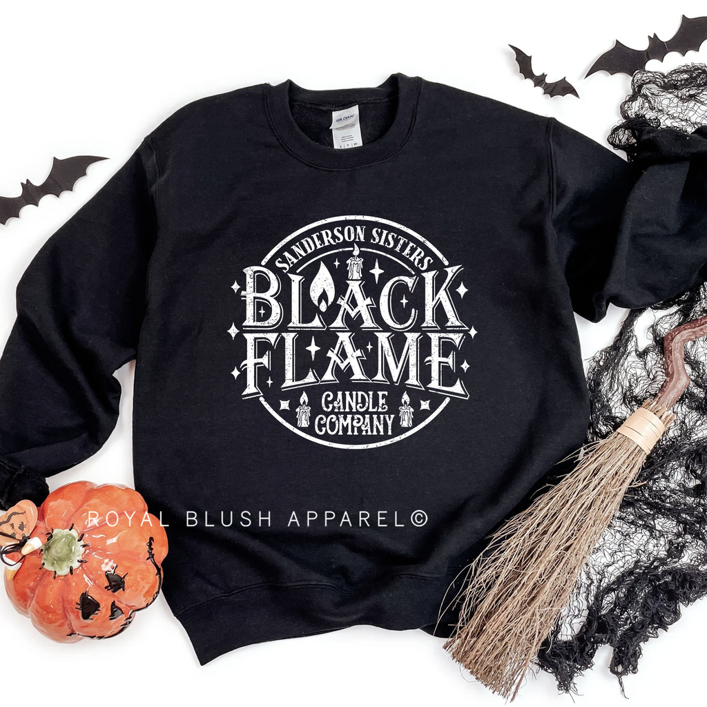 Circle Black Flame Sweatshirt Halloween graphic Sweatshirt mockup.
