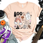 Boo Square Halloween graphic T-shirt mockup.
