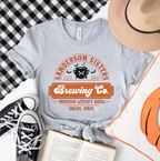 Brewing Co Halloween graphic T-shirt mockup.