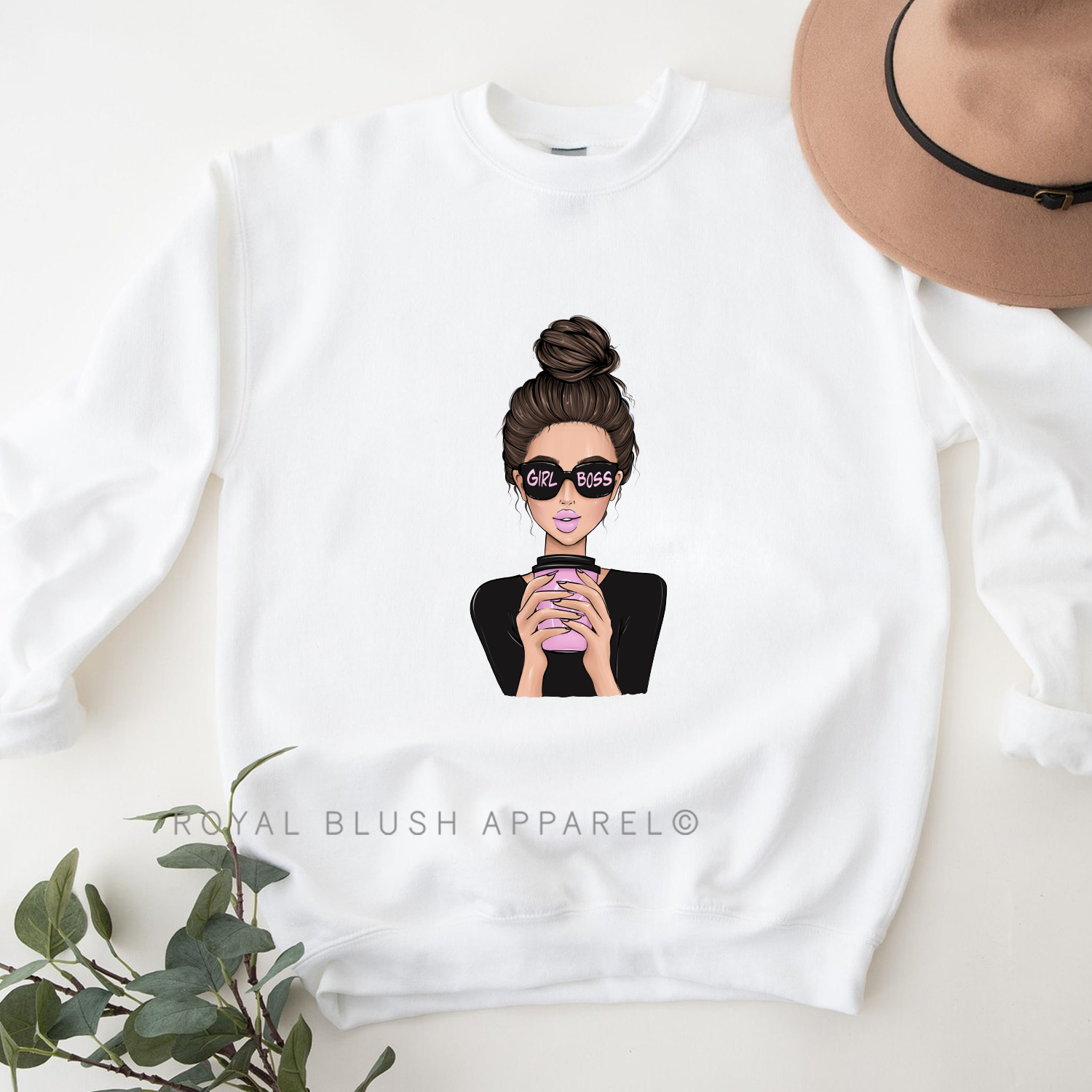 Brunnette Girl Boss Sweatshirt Royal Blush Apparel