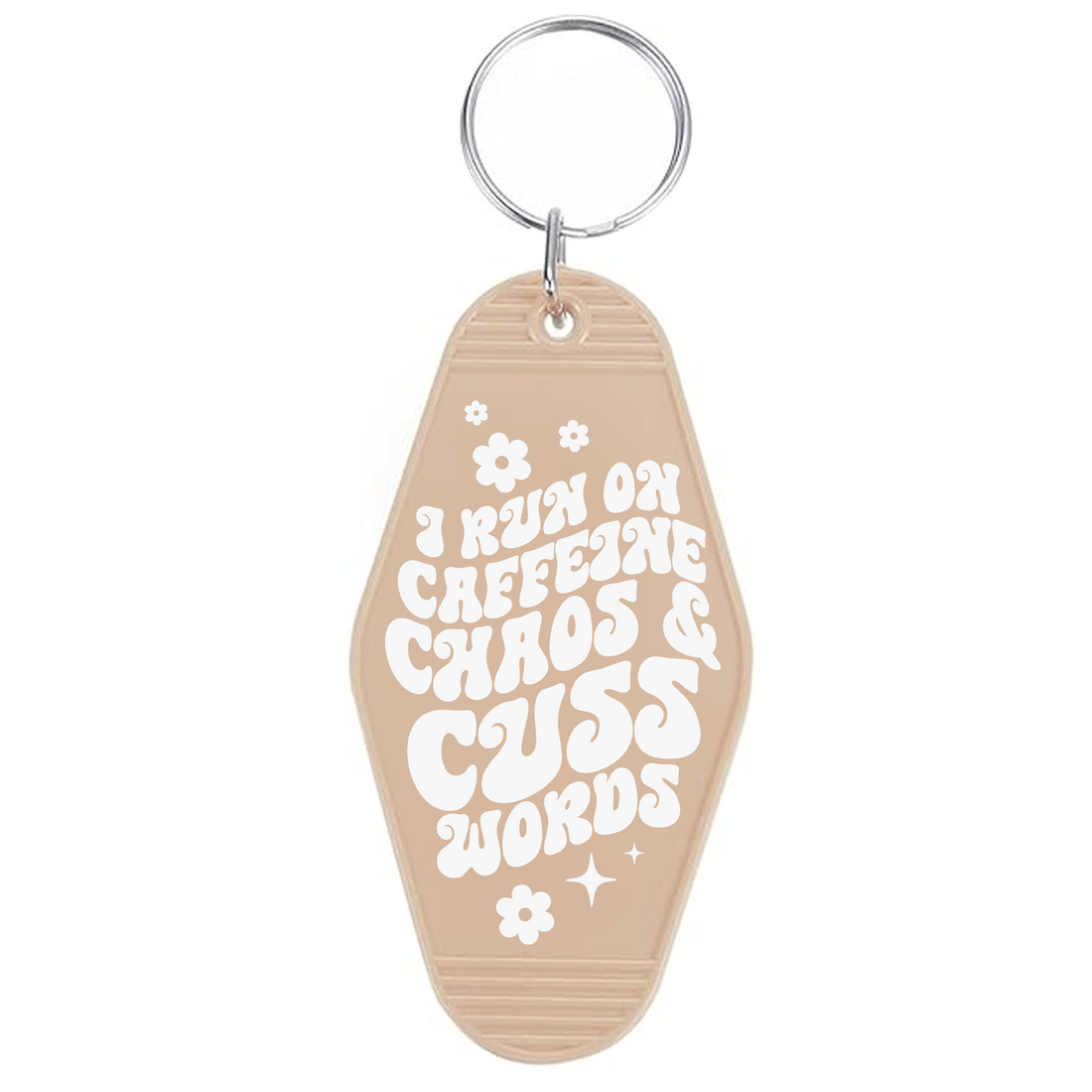 Caffeine Chaos Cuss Words Motel Keychain