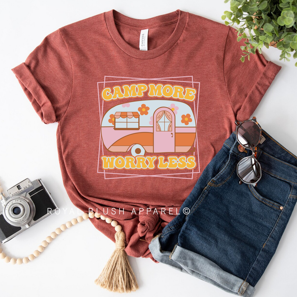 Camp More Worry Less graphic T-shirt