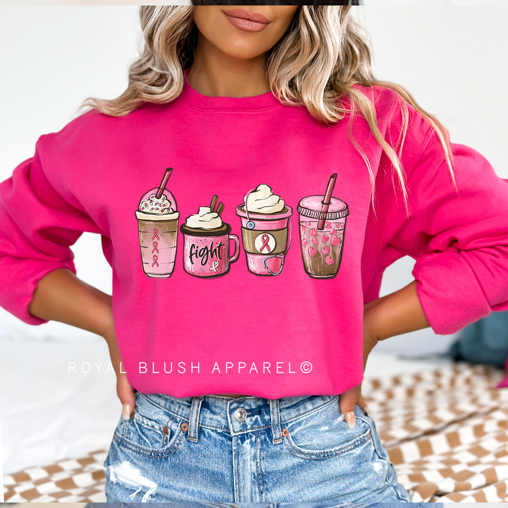Cancer Fight Coffee Sweatshirt graphic Sweatshirt mockup.
