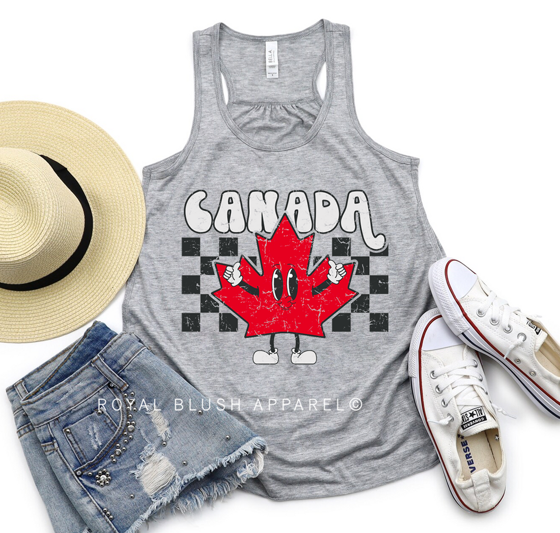 Checkered Canada Ladies Flowy Tank