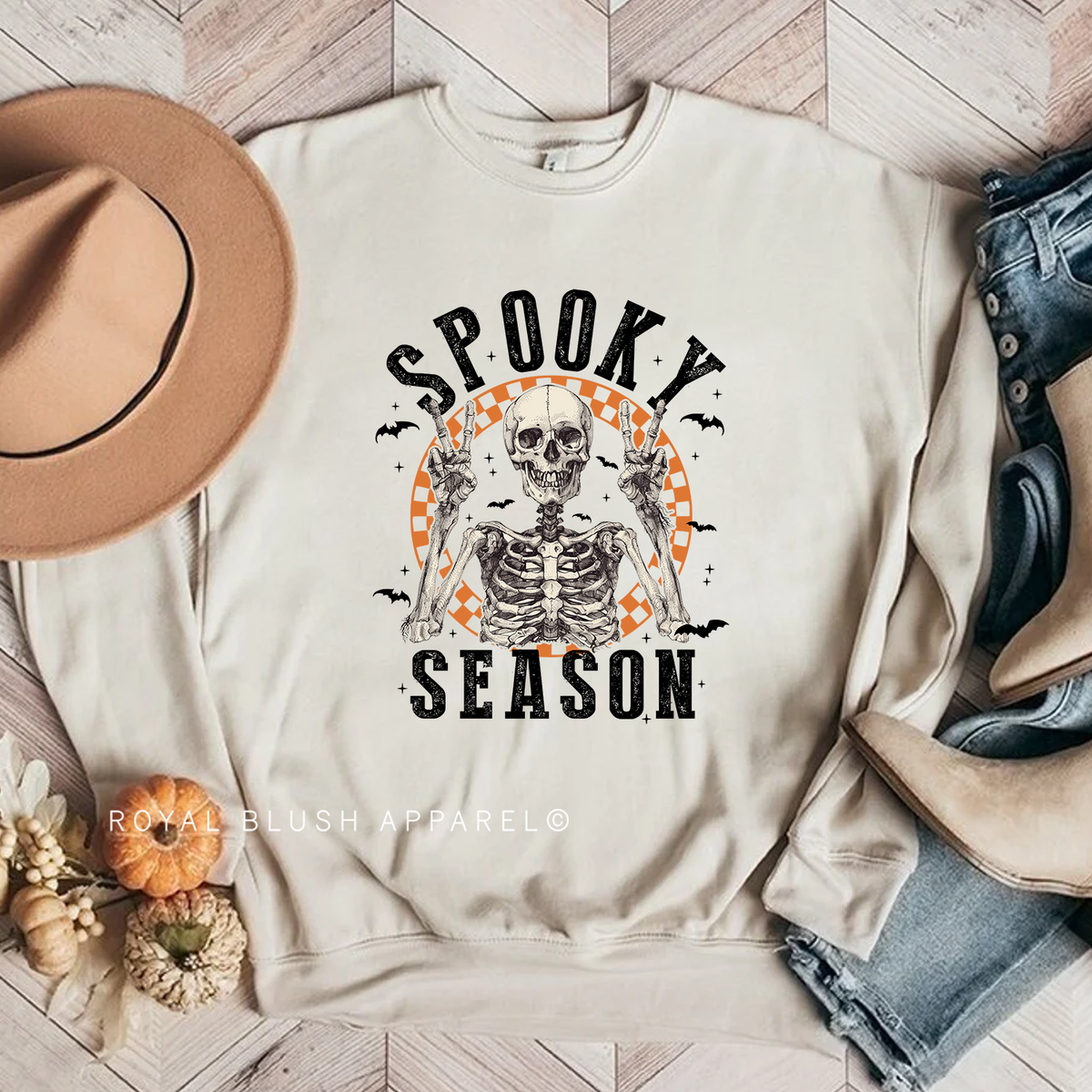 Checkered Spooky Season Babe halloween sweatshirt