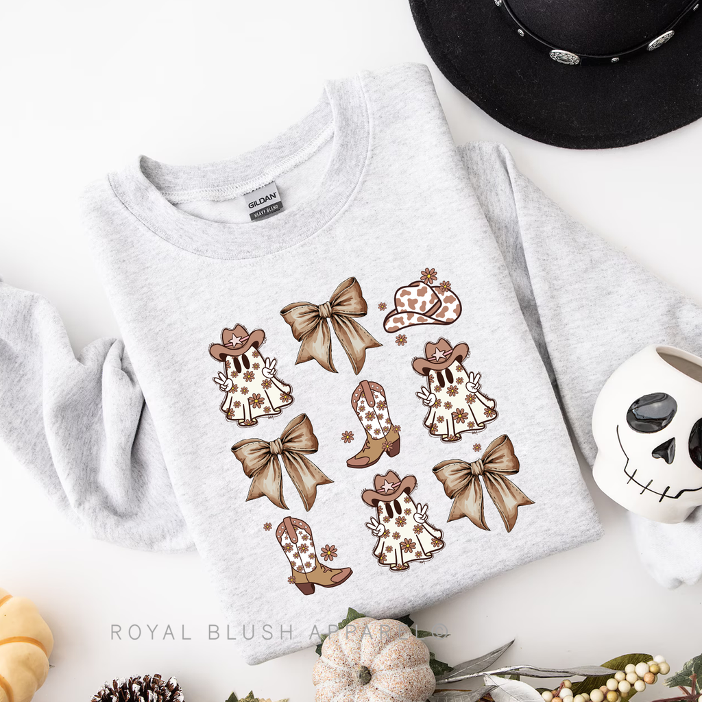 Country Ghosts Sweatshirt Halloween graphic Sweatshirt mockup.