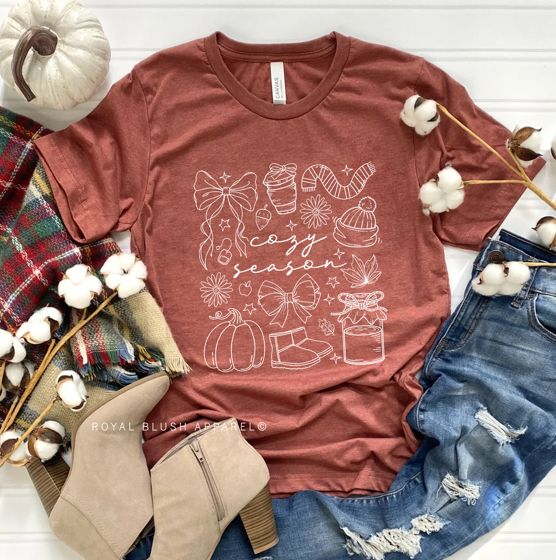 Cozy White Outline Relaxed Unisex T-shirt