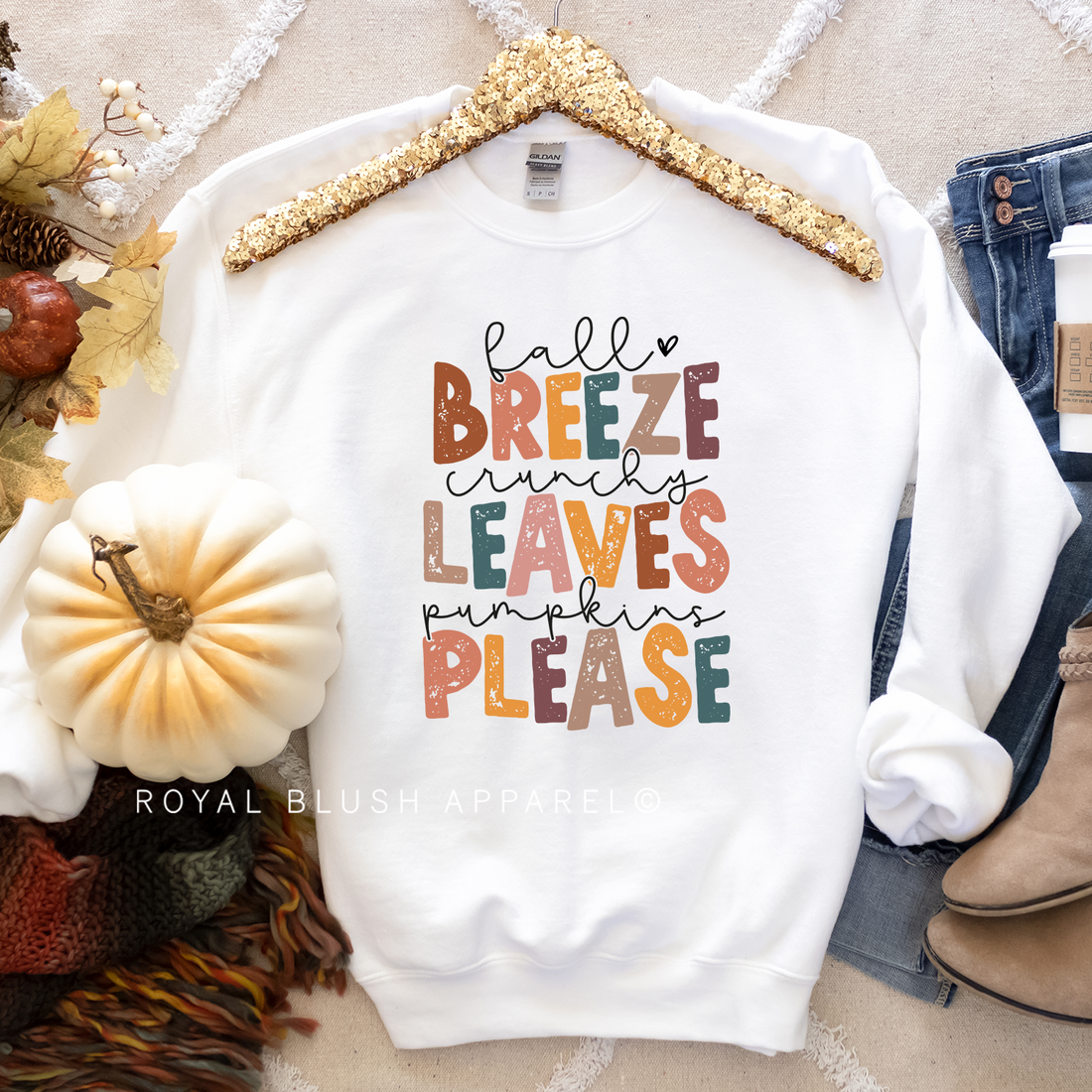 Crunchy Leaves Pumpkins Please Sweatshirt