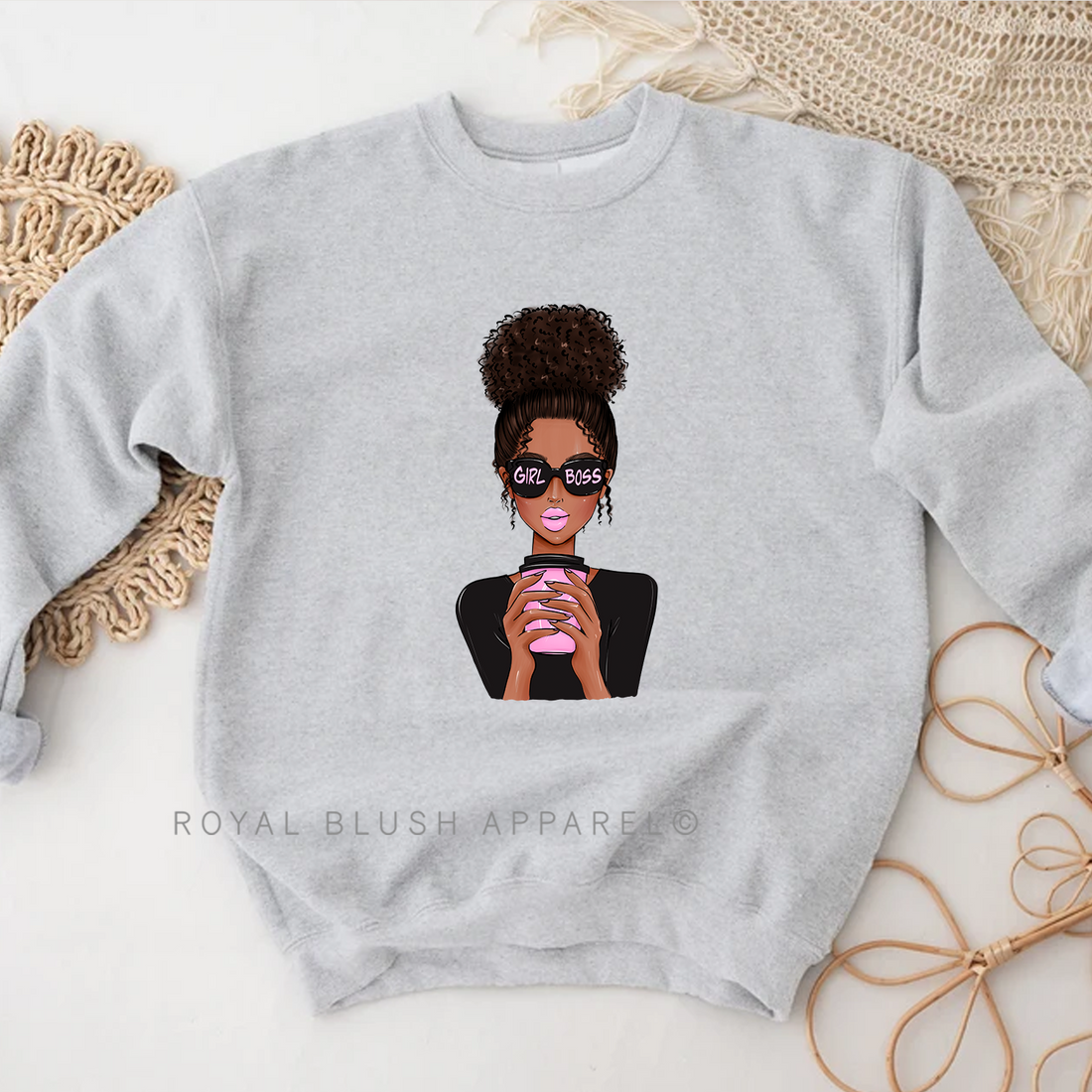 Cheveux boucles Girl Boss Sweatshirt Royal Blush Apparel