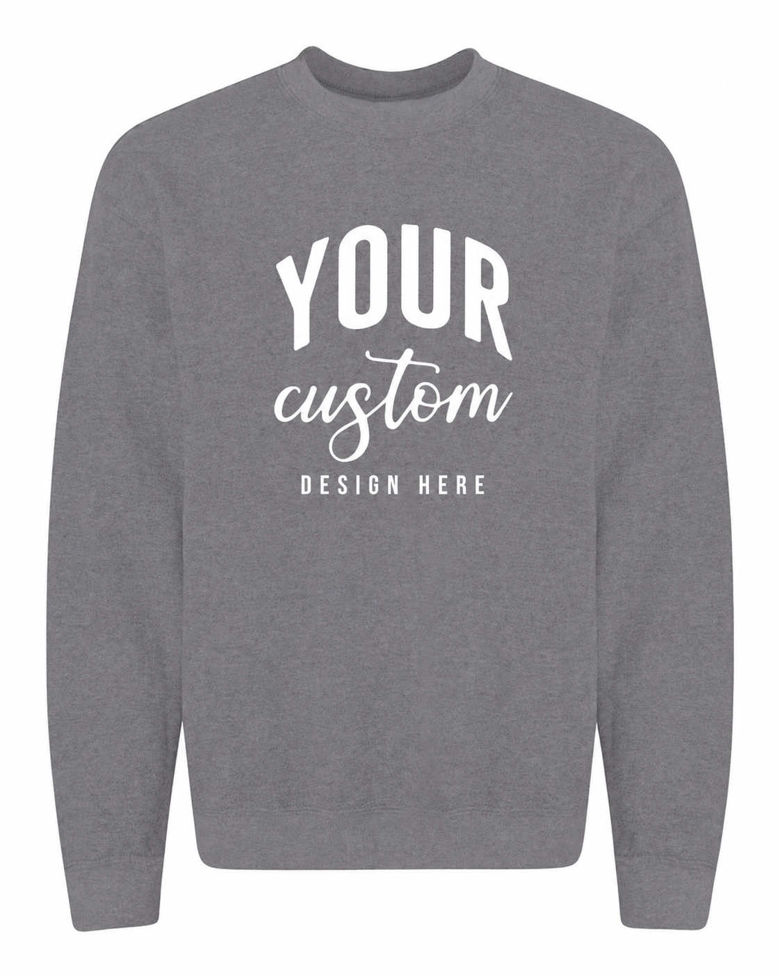 Custom Graphite Grey Gildan 18000 unisex crewneck sweatshirt with Your Custom Design Here print