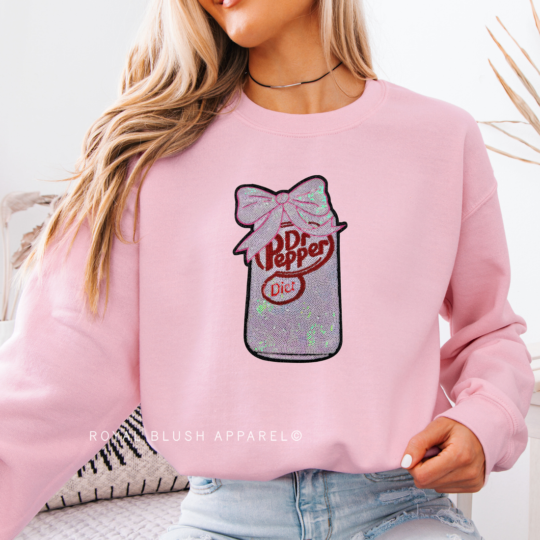 Diet Dr Pepper sequin patch sweatshirt