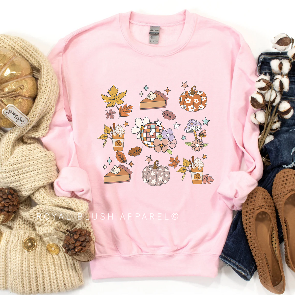 Disco Thanksgiving Sweatshirt Fall graphic Sweatshirt mockup.