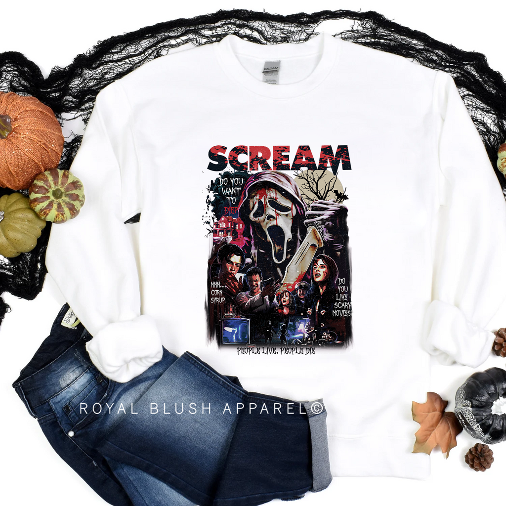 Do You Want To Die? Sweatshirt Halloween graphic Sweatshirt mockup.