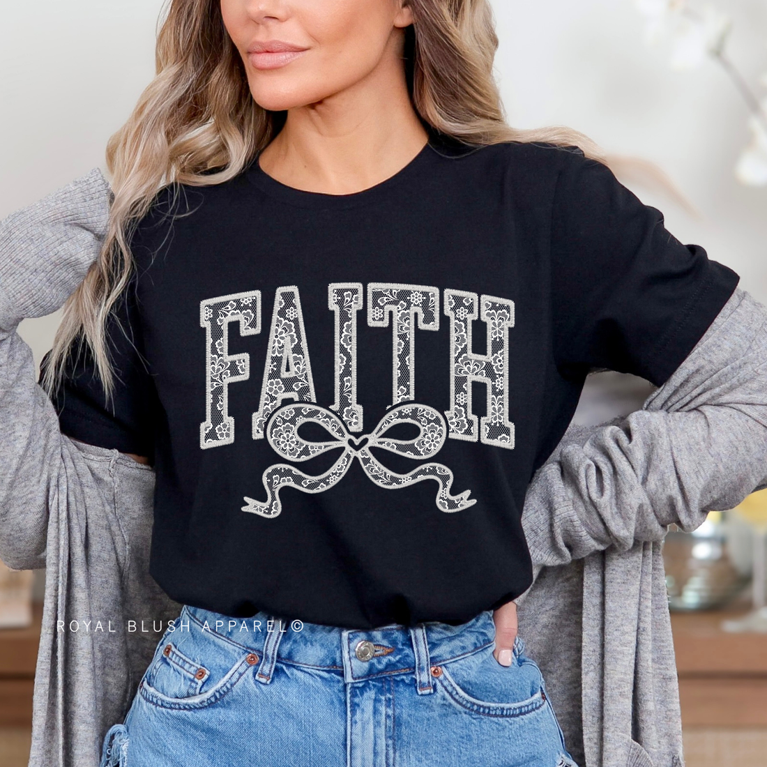 Faith White Lace Relaxed Unisex T-shirt