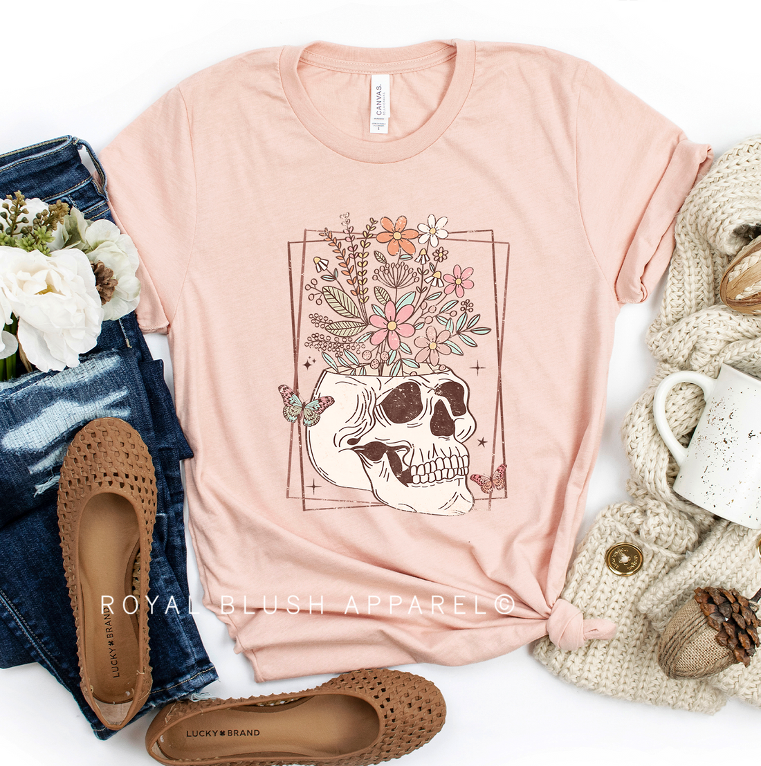 Flower Skull Relaxed Unisex T-shirt