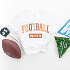Varsity Football Mama graphic T-shirt mockup.