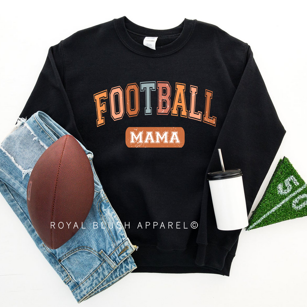 Varsity Football Mama Sweatshirt Gameday graphic Sweatshirt mockup.