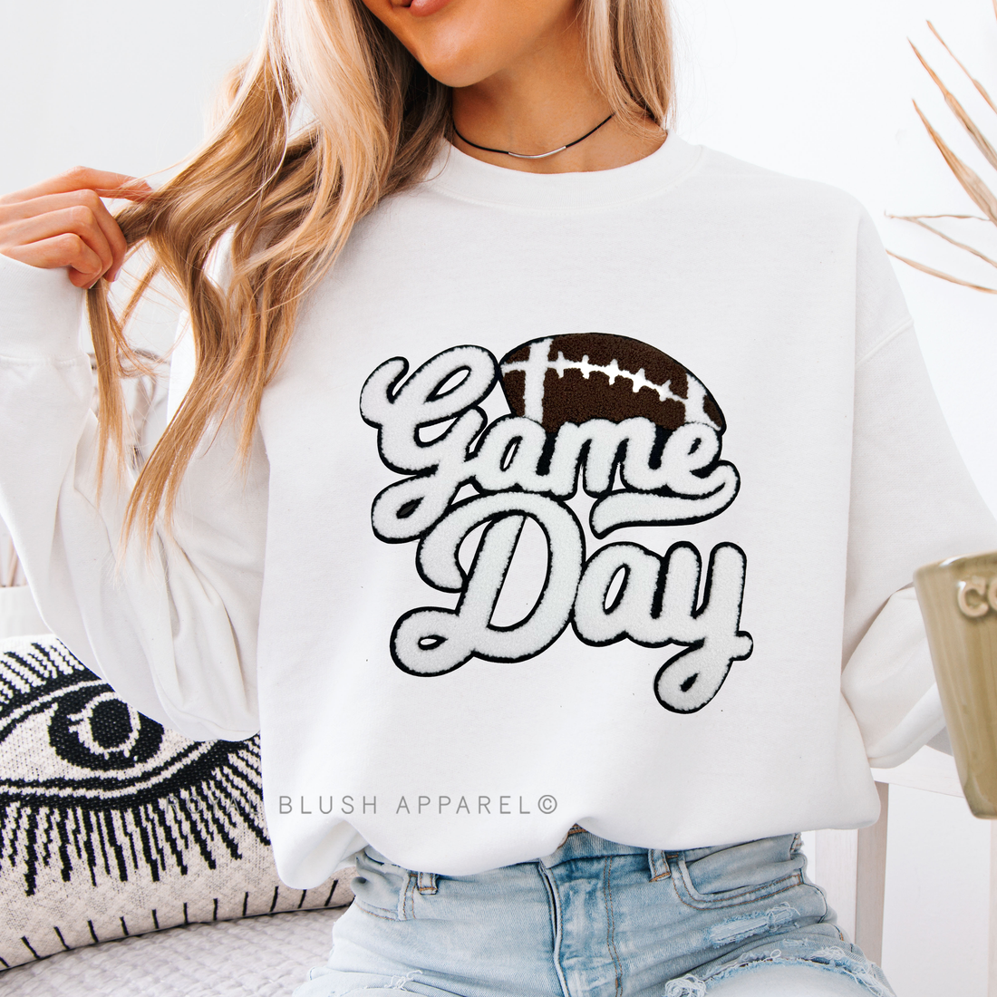 Game Day chenille patch sweatshirt