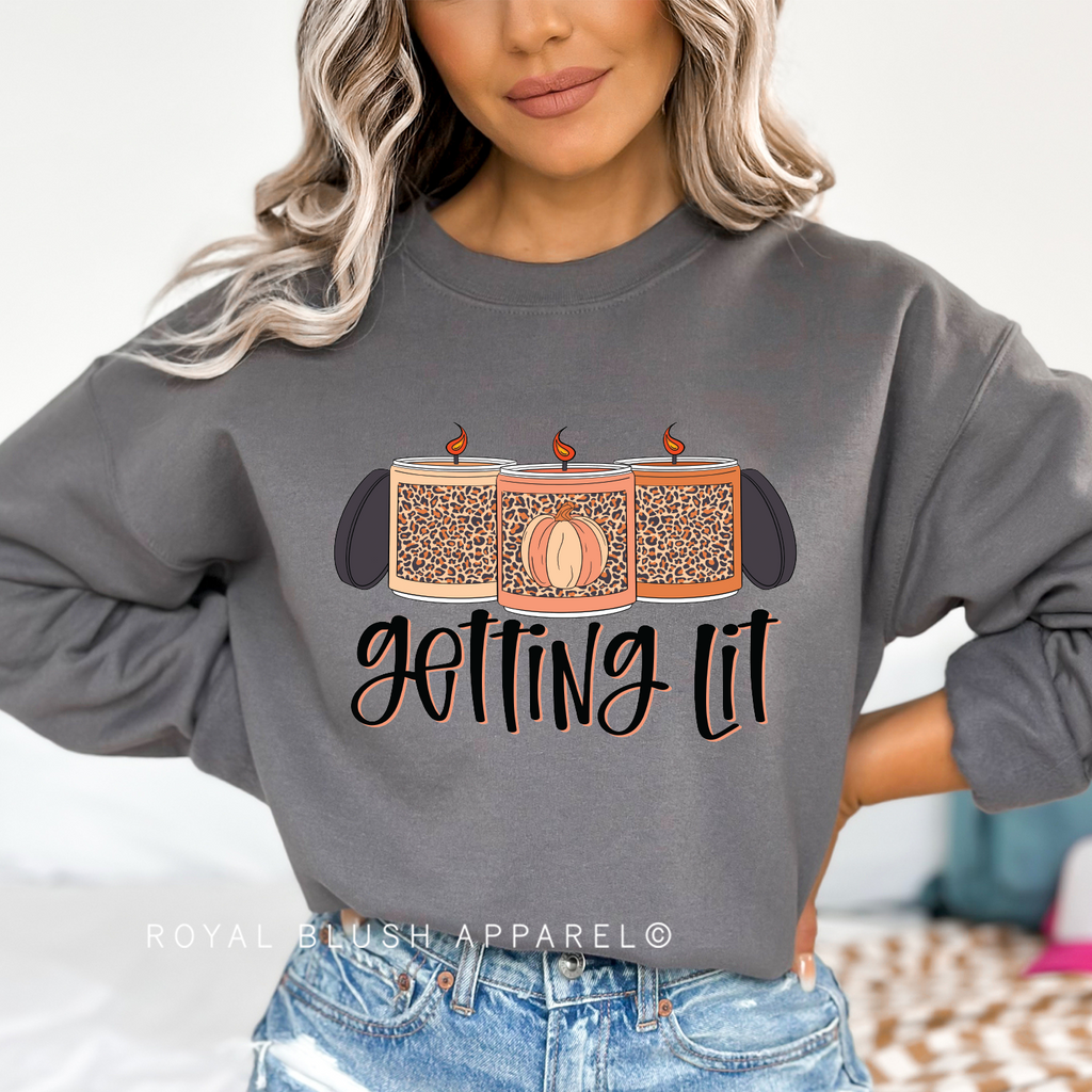Getting Lit Sweatshirt Fall graphic Sweatshirt mockup.