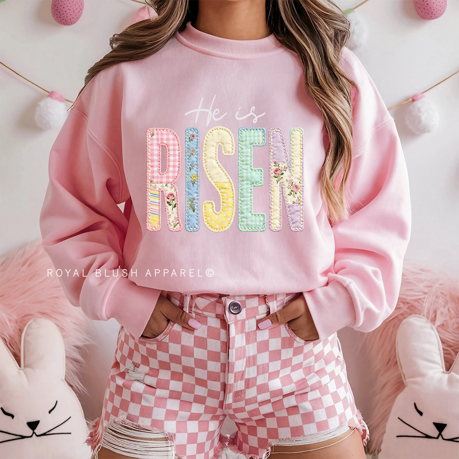 He Is Risen Faux-Quilt Sweatshirt