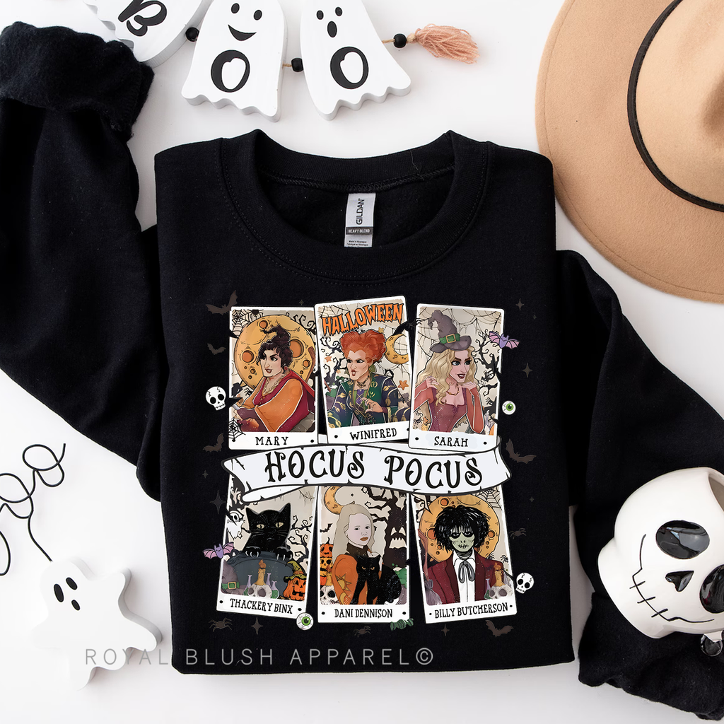 Hocus Pocus Tarot Cards Sweatshirt Halloween graphic Sweatshirt mockup.