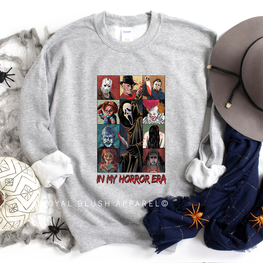 In My Horror Era Sweatshirt Halloween graphic Sweatshirt mockup.