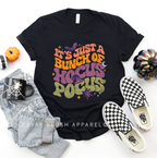 It's Just A Bunch Of Hocus Pocus Halloween graphic T-shirt mockup.
