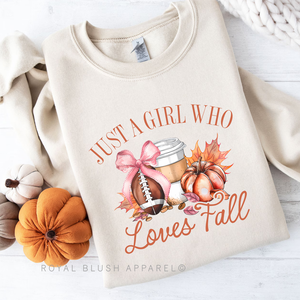 Just A Girl Who Loves Fall Sweatshirt graphic Sweatshirt mockup.