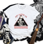 Just Waiting For Halloween graphic T-shirt mockup.