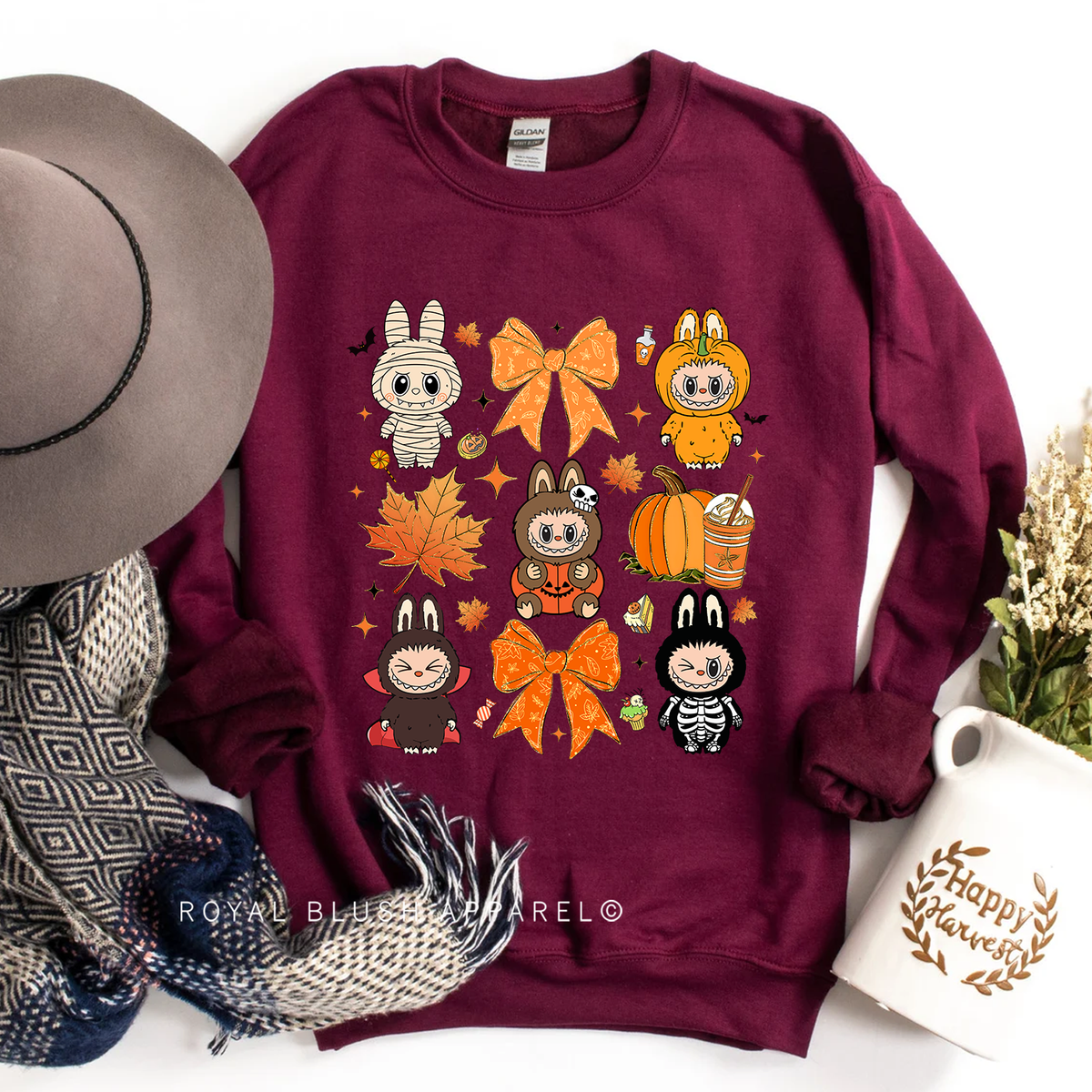 Labubu Bows Sweatshirt Fall graphic Sweatshirt mockup.