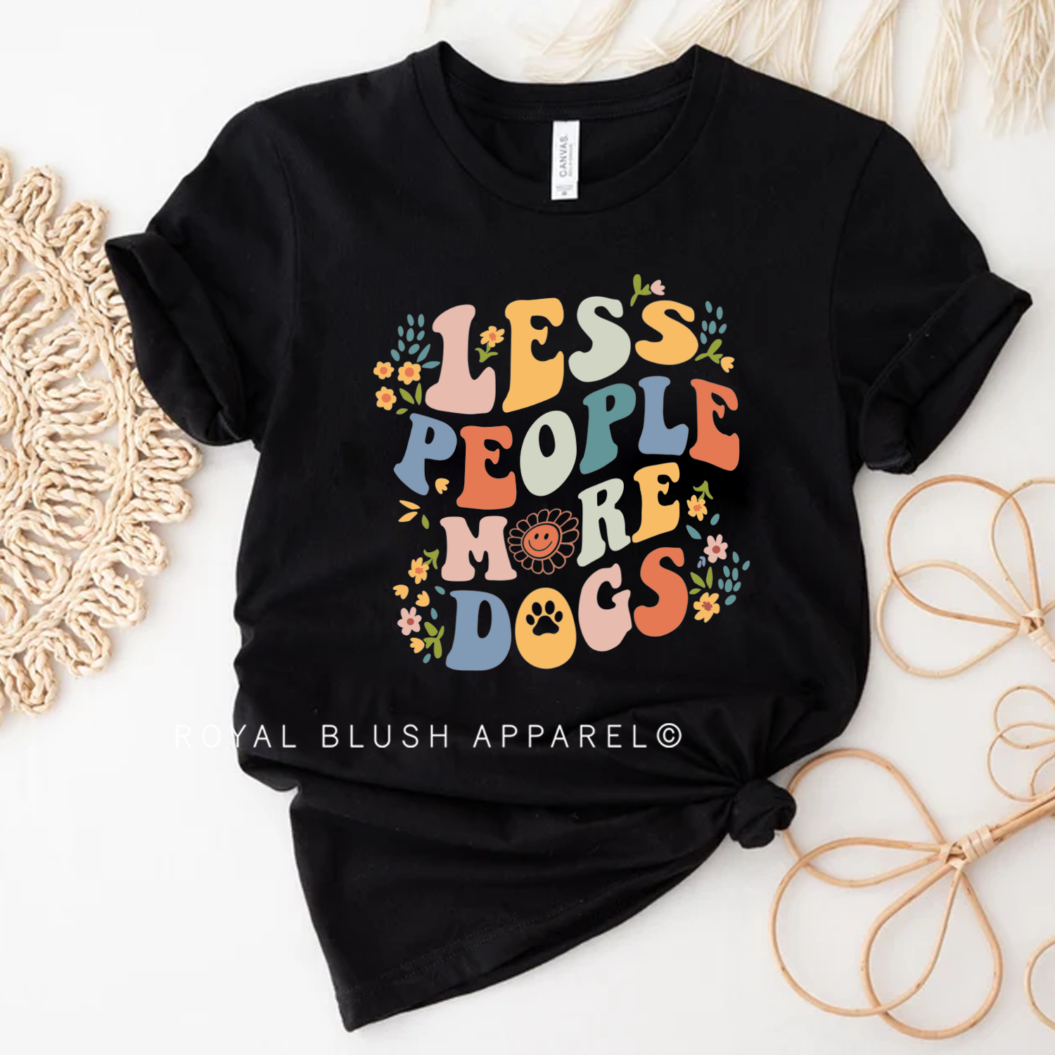 Moins de gens Plus de chiens T-shirt unisexe décontracté