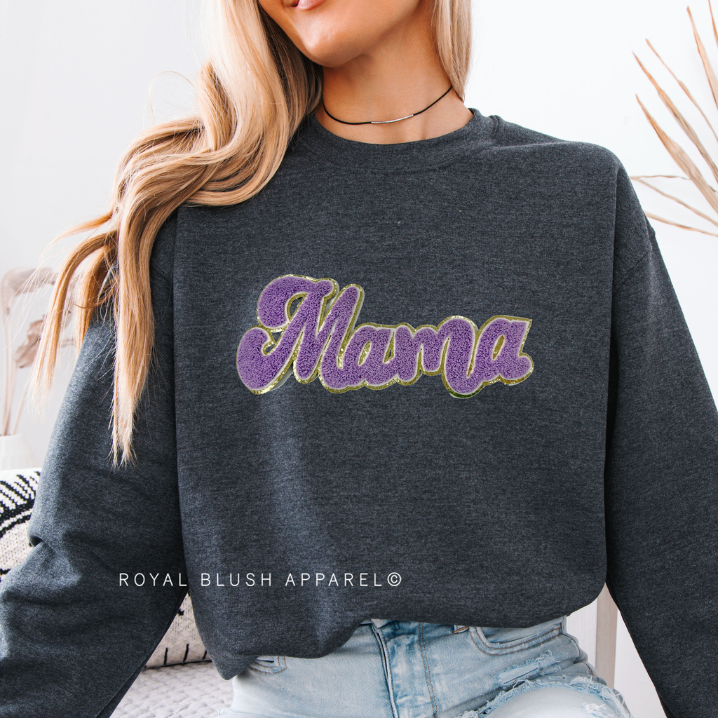 Lilac Mama Chenille Patch Sweatshirt mockup