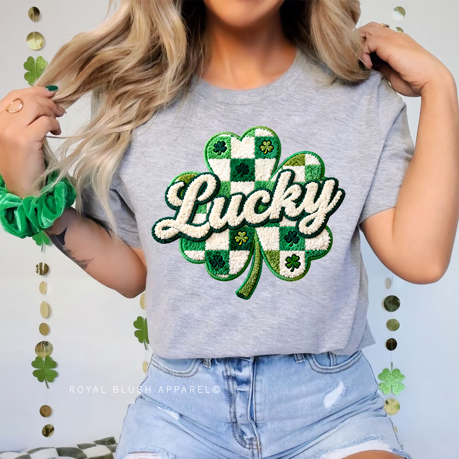 Lucky Shamrock Faux Yarn Relaxed Unisex T-shirt
