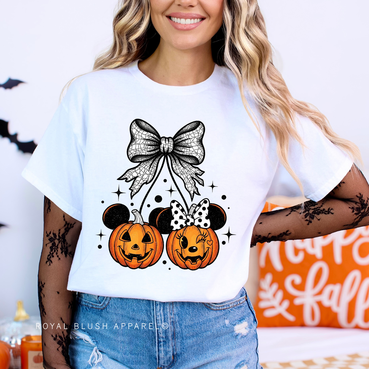 Mouse Cherries graphic T-shirt mockup.