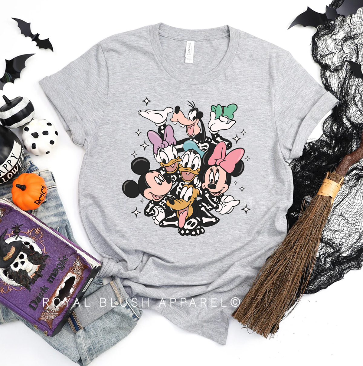 Magical Skeletons Halloween graphic T-shirt mockup.