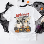 Nightmare On Main Street horror-icon graphic T-shirt mockup.