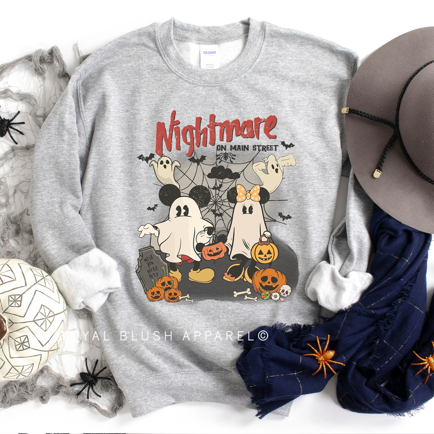 Nightmare On Main Street Sweatshirt Halloween graphic Sweatshirt mockup.