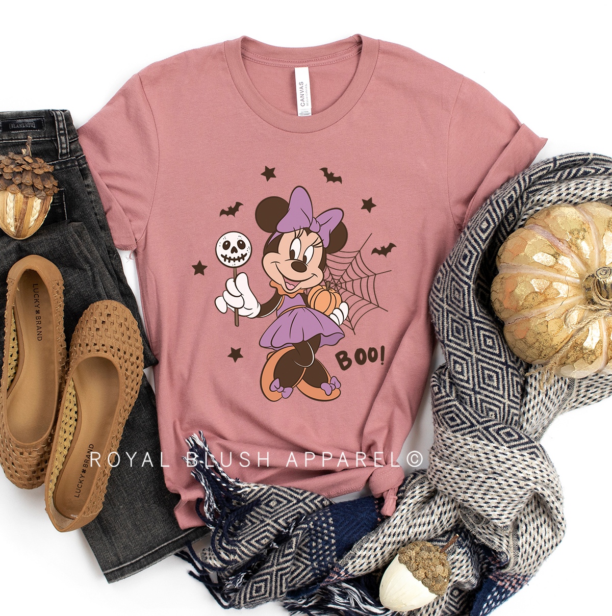 Mouse Boo Halloween graphic T-shirt mockup.