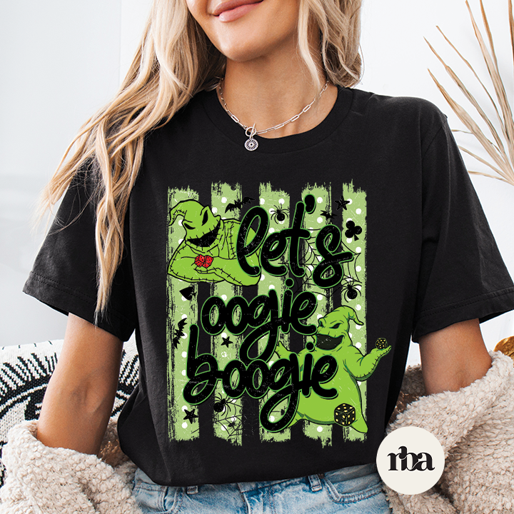 Lets Oogie Boogie Halloween graphic T-shirt mockup.