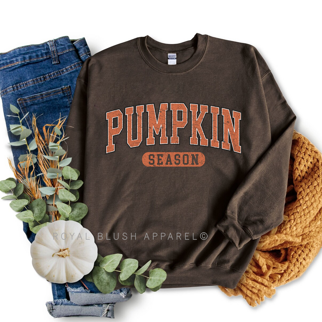 Orange PUMPKIN SEASON Sweatshirt Fall graphic Sweatshirt mockup.
