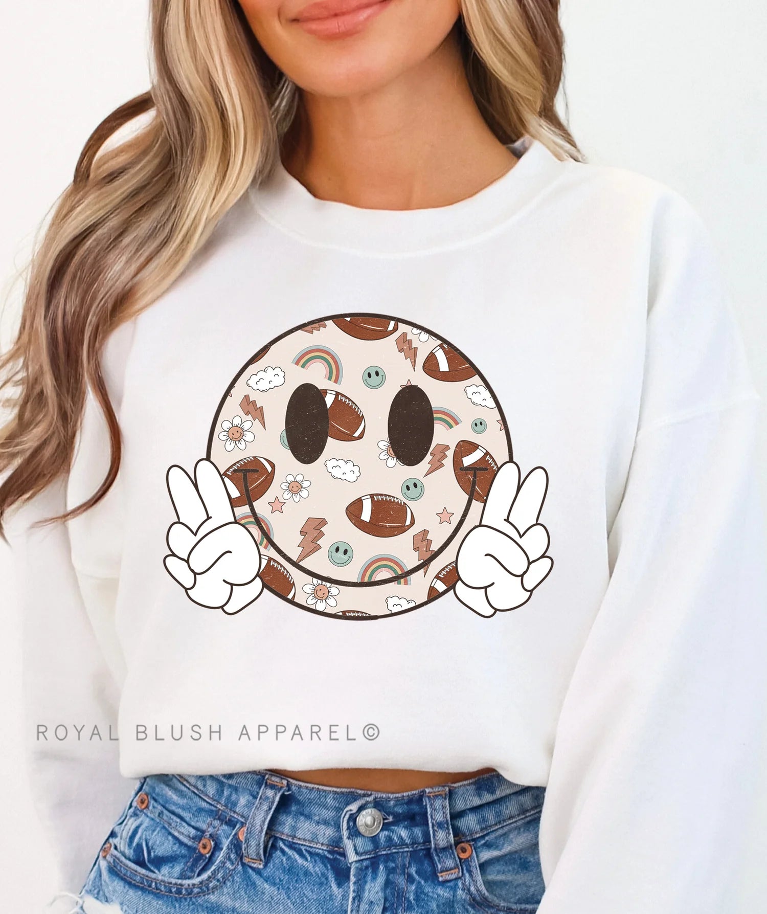 Peace Smiley Football Sweatshirt