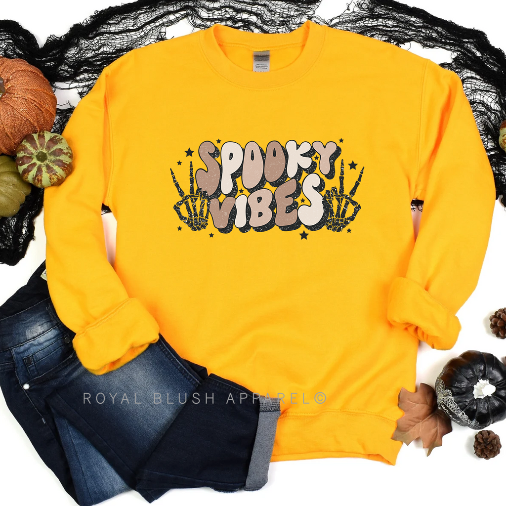 Peace Spooky Vibes Sweatshirt Halloween graphic Sweatshirt mockup.