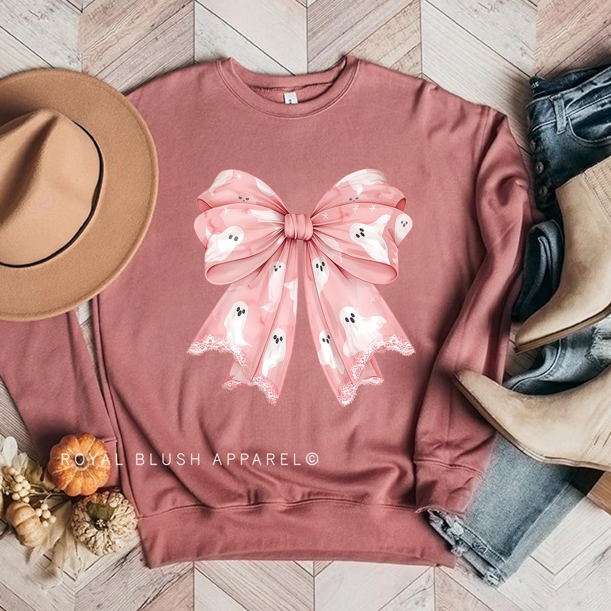 Pink Ghost Bow Babe halloween sweatshirt