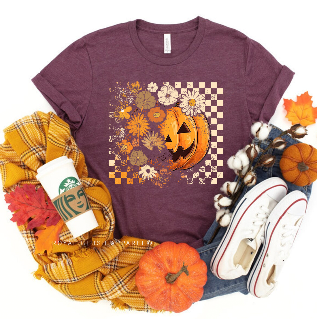 Pumpkin Floral Relaxed Unisex T-shirt