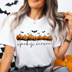 Pumpkin Lineup Spooky Season graphic T-shirt mockup