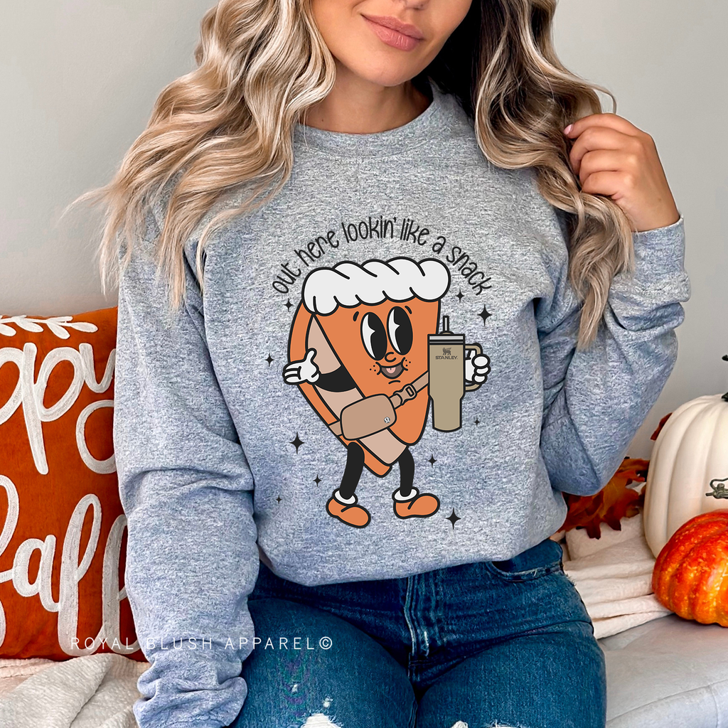 Pumpkin Pie Out Here Lookin' Like A Snack Sweatshirt Fall graphic Sweatshirt mockup.
