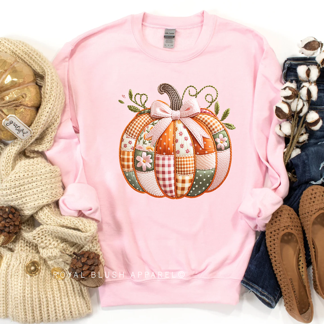 Quilted Pumpkin Sweatshirt