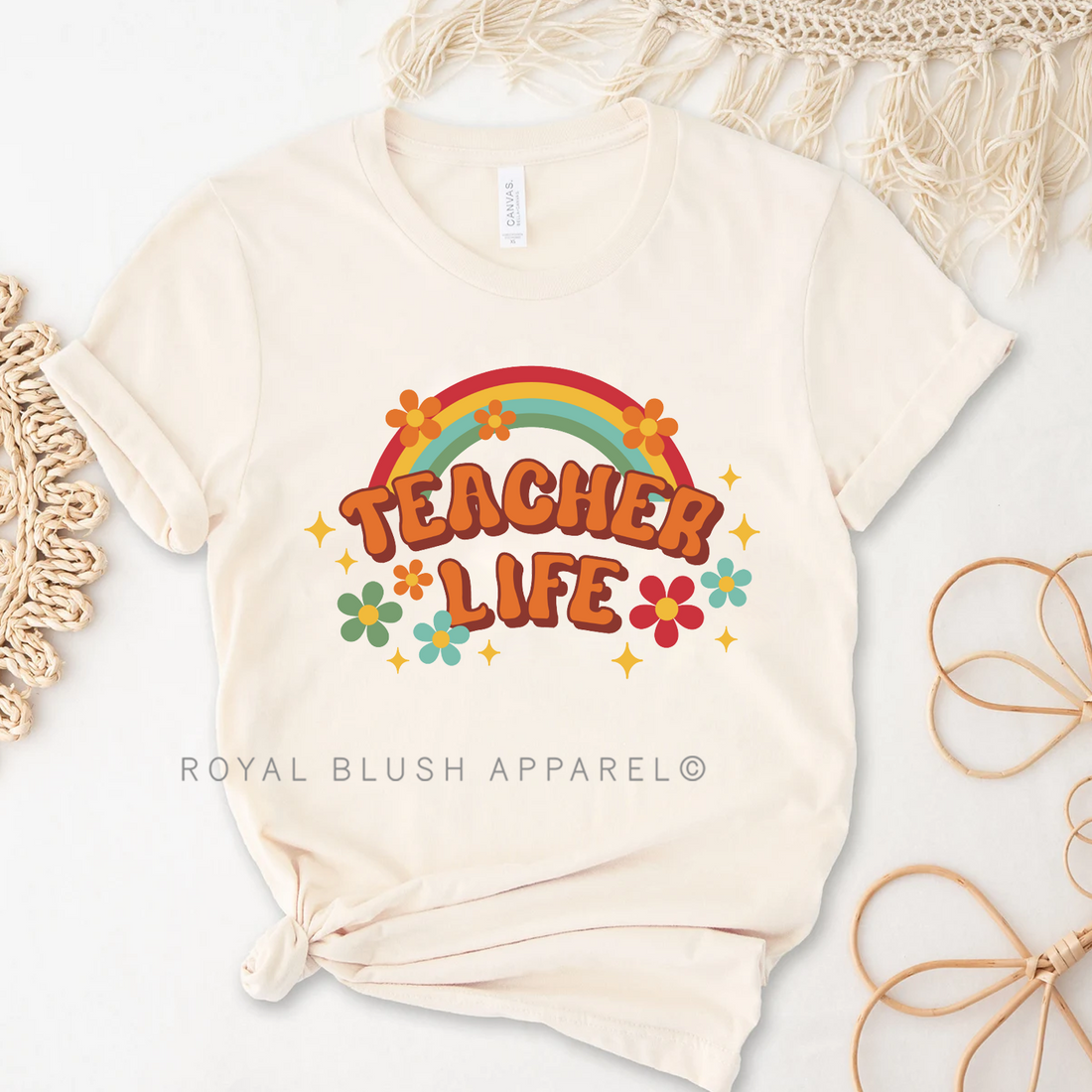 Rainbow Teacher Life Relaxed Unisex T-shirt