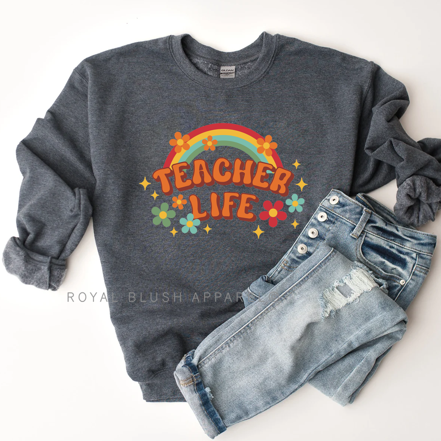 Rainbow Teacher Life Sweatshirt