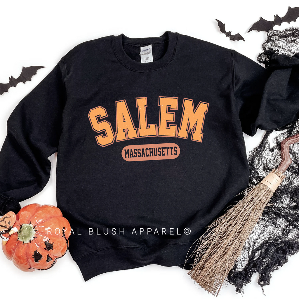 Salem Massachusetts Sweatshirt Halloween graphic Sweatshirt mockup.